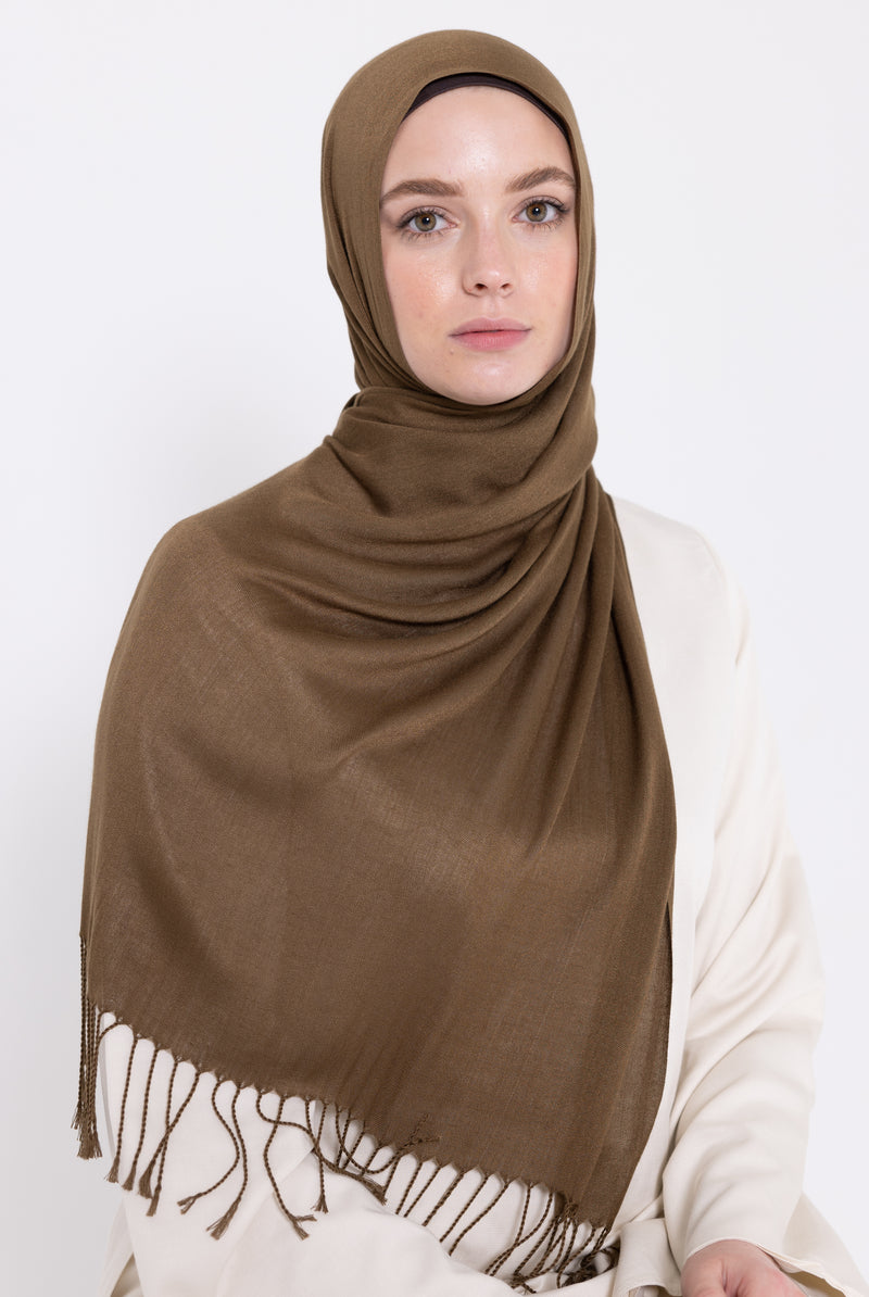 Viscose Tassel Hijab - 2 Olive