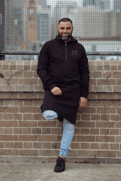 Men's Zayn 3/4 Hoodie - Black