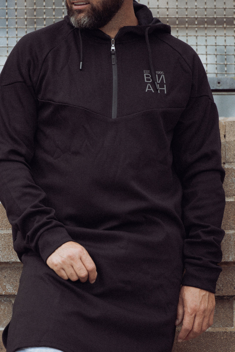 Men's Zayn 3/4 Hoodie - Black