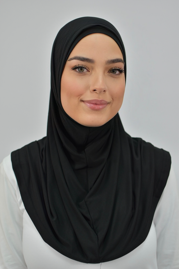 Ladies Lycra 2pc Hijab - Black