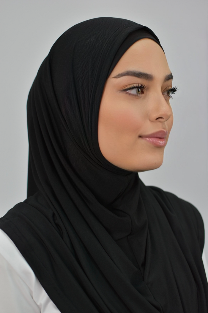 Ladies Lycra 2pc Hijab - Black