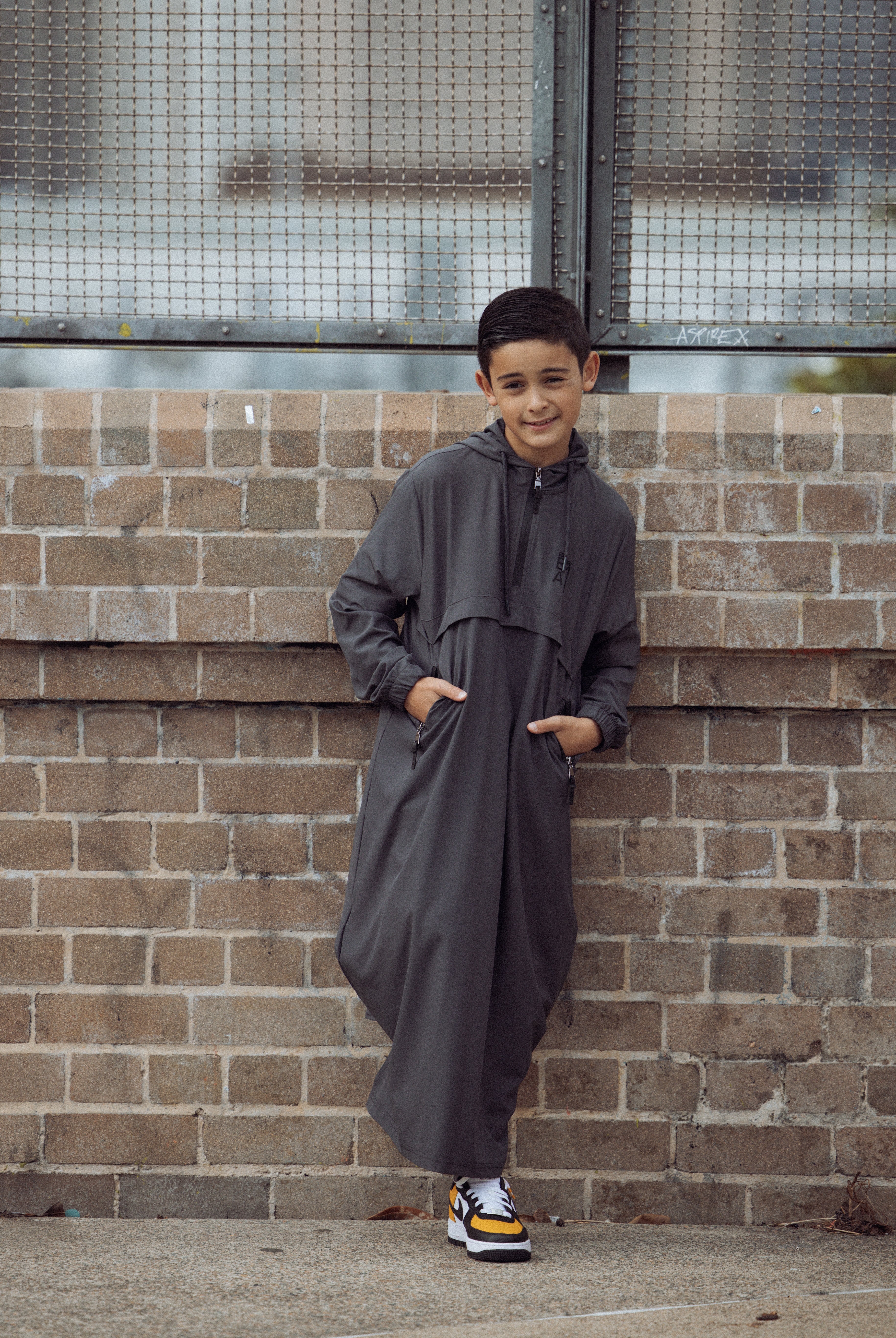 Boys Ishaq Dry Fit Thobe - Charcoal