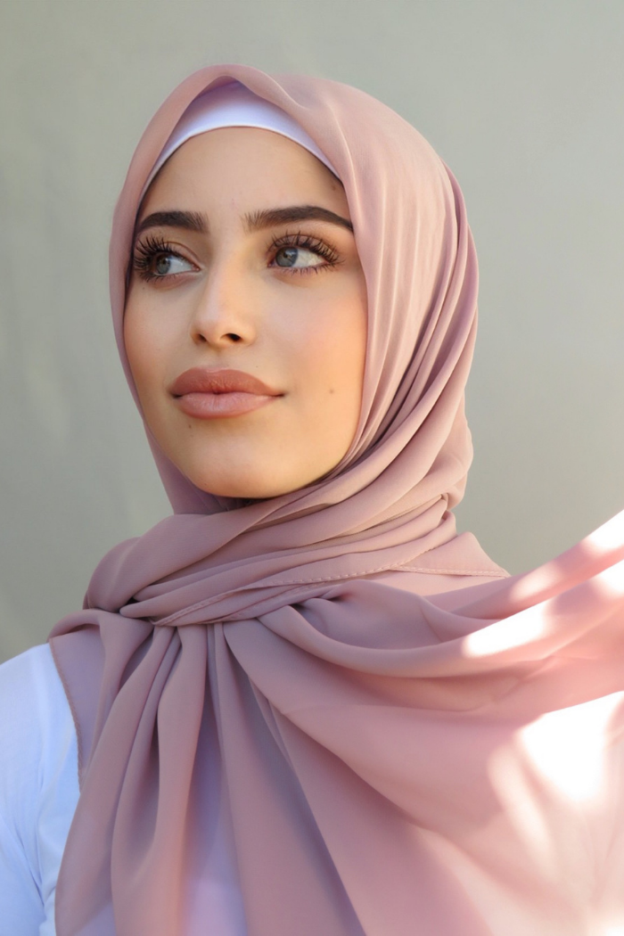 Chiffon Square Hijab - 165 Dusty Pink