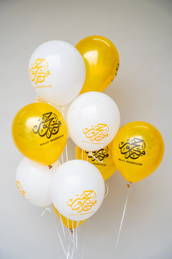 Hajj Balloons - Black, White & Gold
