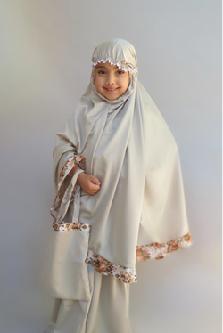 Girls 2pc Elegant Prayer Clothes - Grey Sage