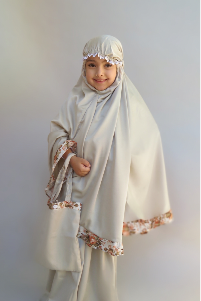 Girls 2pc Elegant Prayer Clothes - Grey Sage