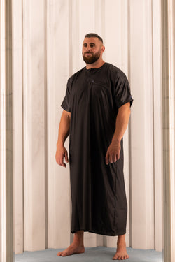 Men's Ikaf Polyester Short Sleeve Abaya - Black