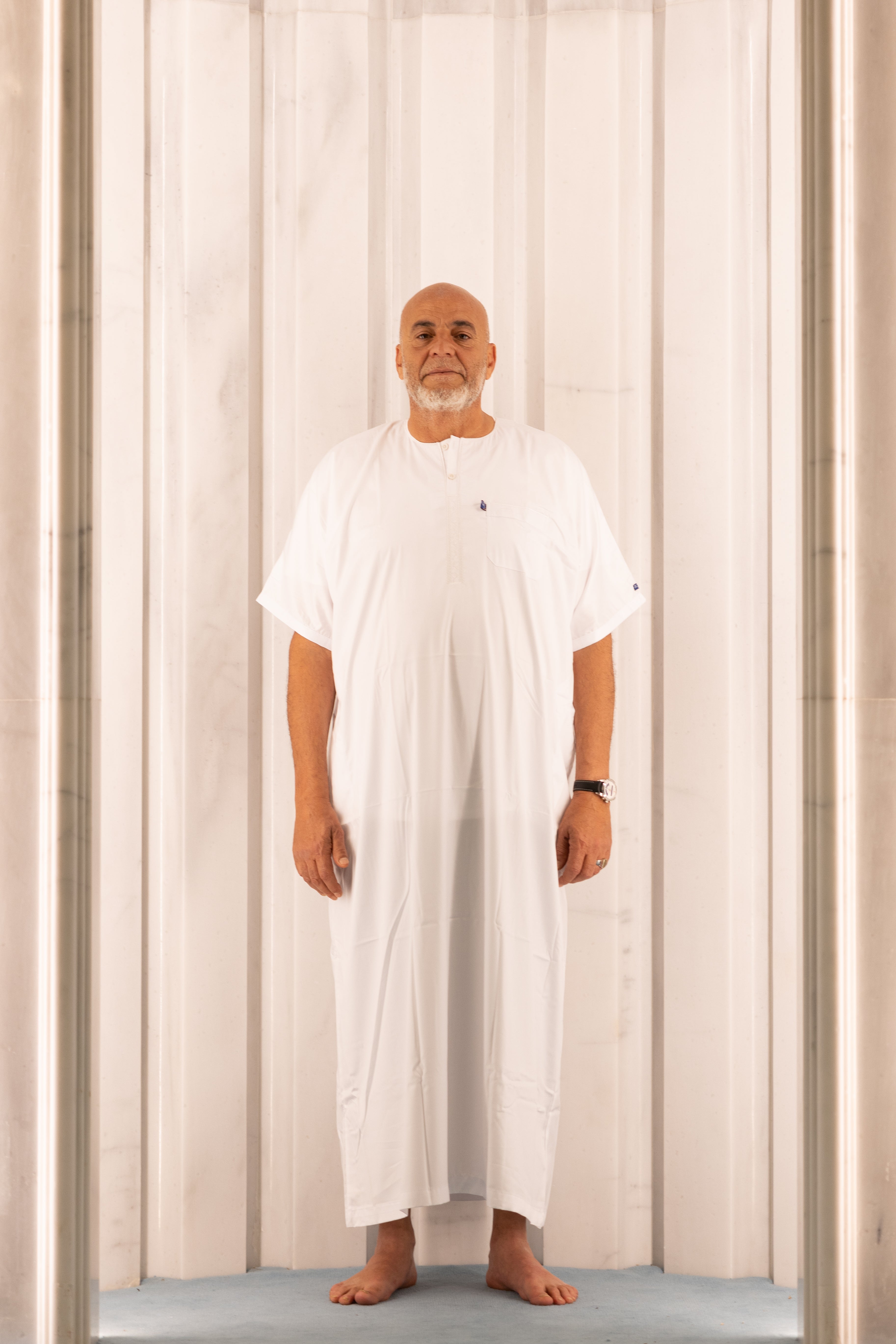 Mens Ikaf Polyester Short Sleeve Abaya - White