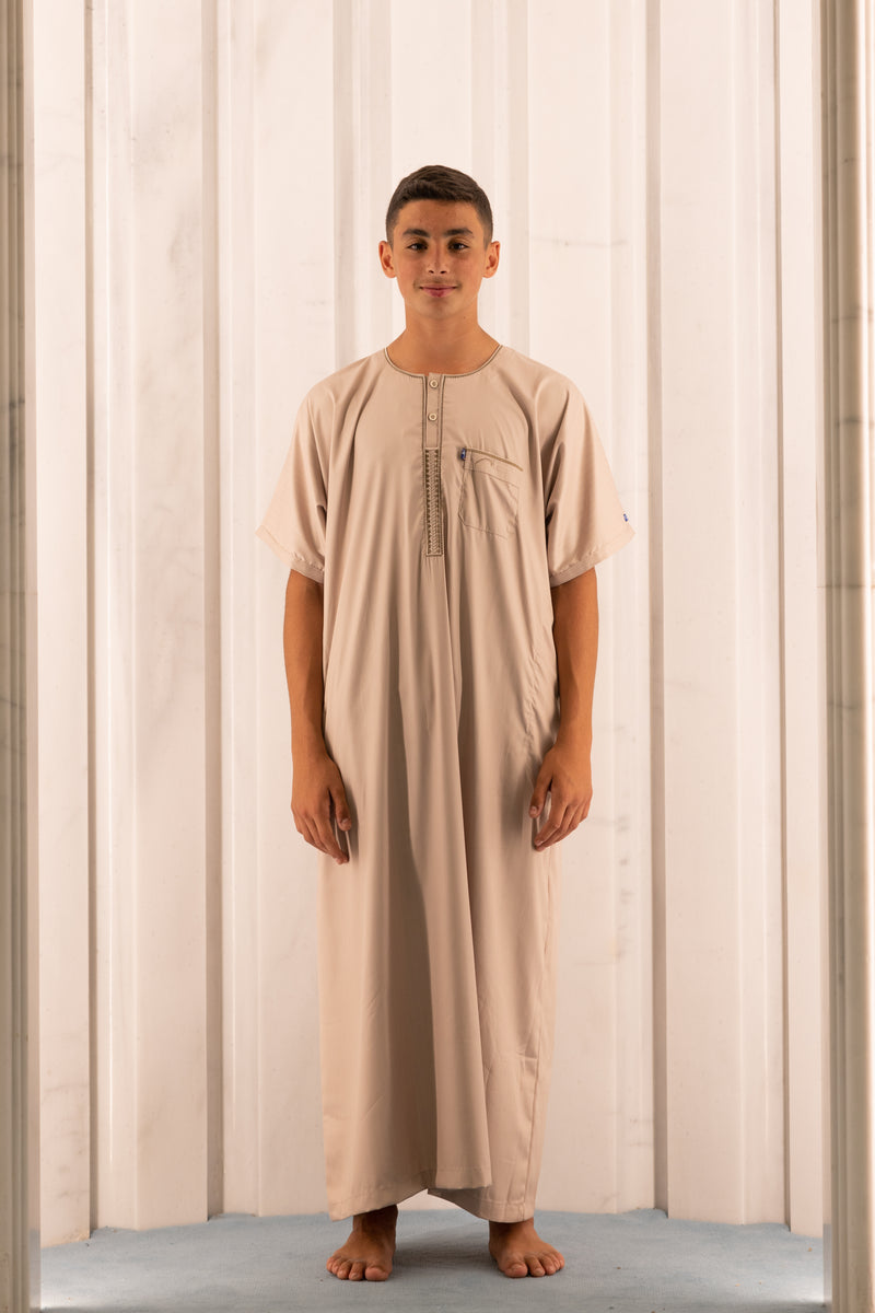 Youth Ikaf Short Sleeve Abaya - Caramel