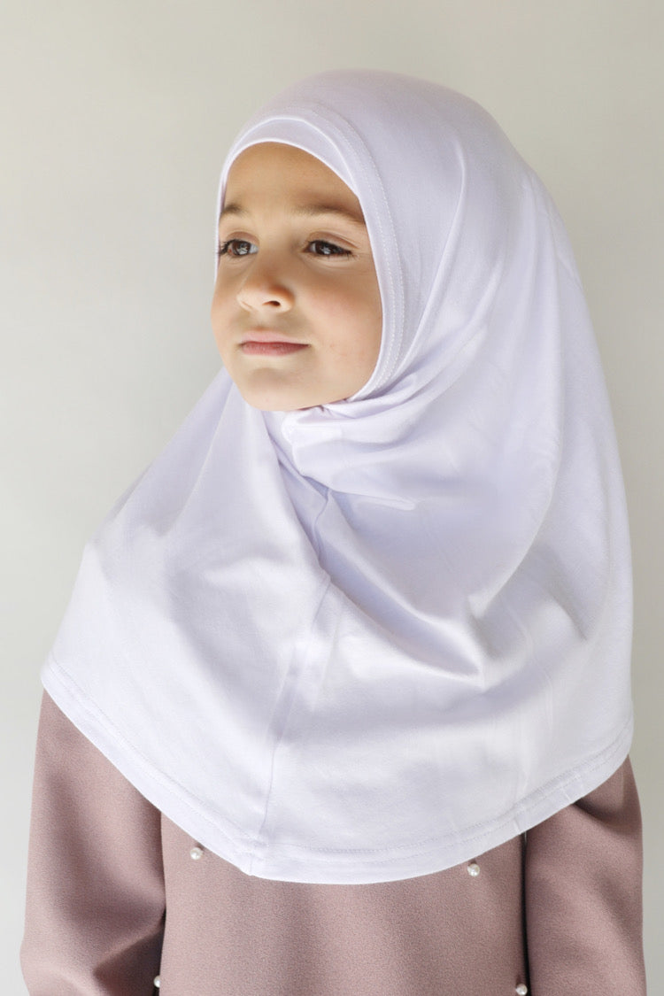 Girls 2pc Jersey Hijab - White