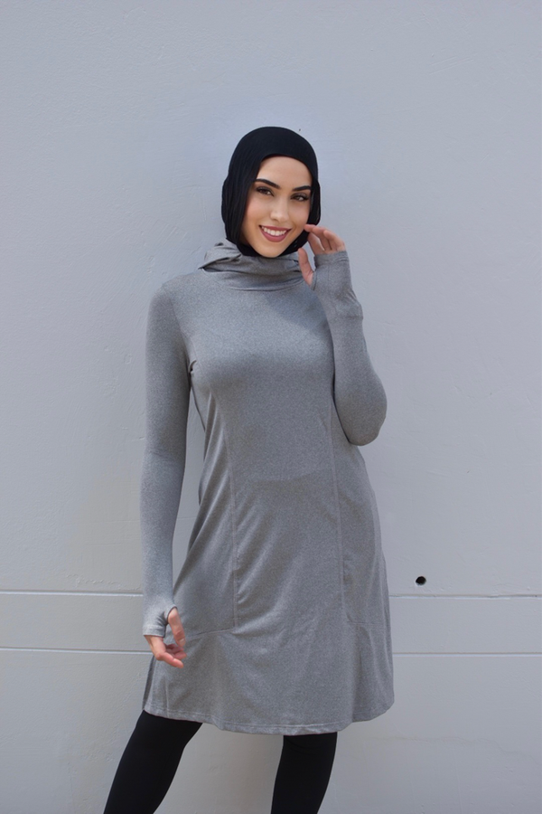 Grey dress hot sale with hijab