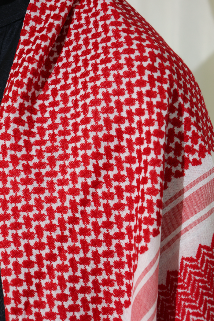 Large Print Kafiya - Red & White